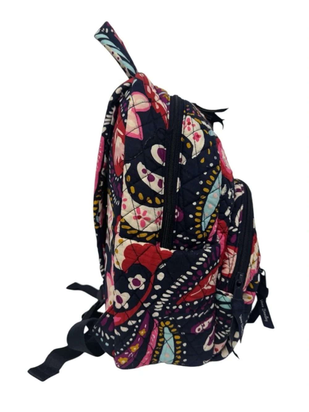 Vera Bradley Quilted Navy Pink Red Painted Paisley Backpack 14